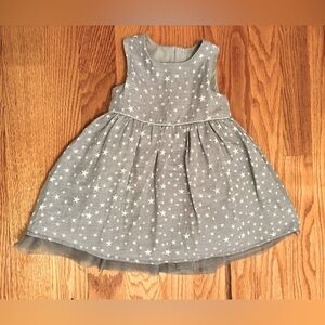H & M Girls’ Gray Sparkly Star Dress, size 1.5-2 years